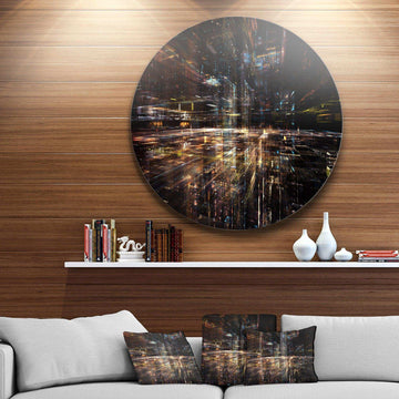 Glow of Technology - Abstract Metal Circle Wall Art